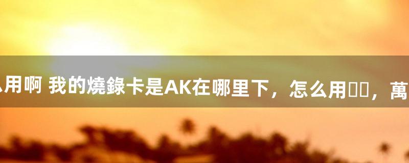 nds的金手指怎么用啊? 我的燒錄卡是AK在哪里下，怎么用，萬分感謝，下完
